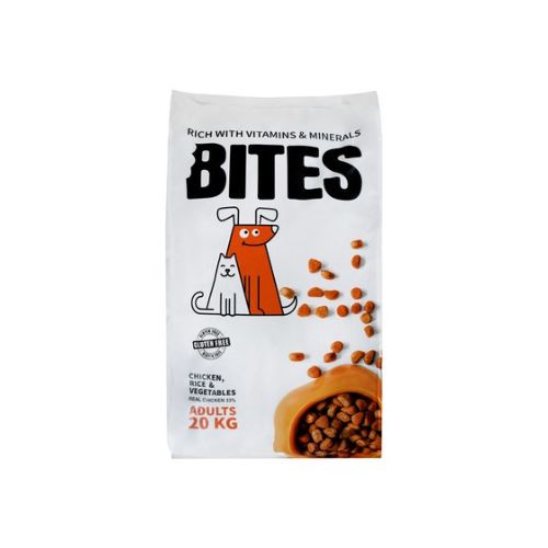 Bites Adult Dry Dog Food with Chicken Rice & Vegetables 20kg