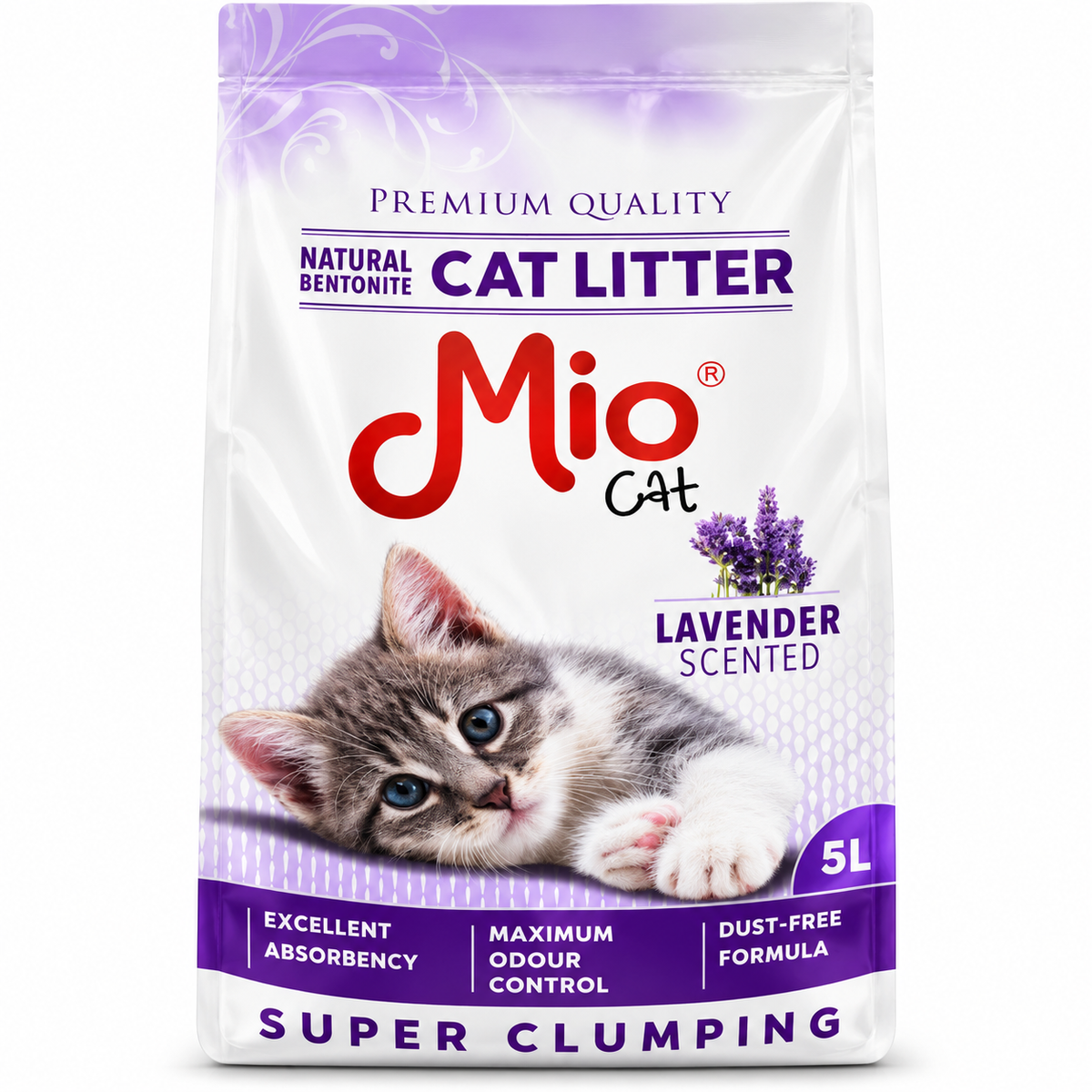 Mio Cat Natural Bentonite Super Clumping Cat Litter Lavender Scent 5L