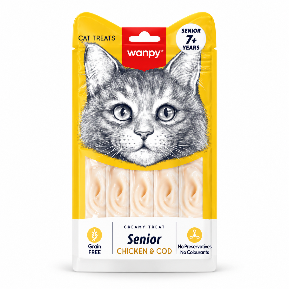Wanpy Creamy Treat Senior Chicken & Cod Cat Treats *5