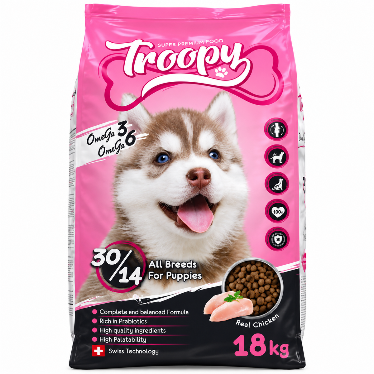 Troopy Super Premium Puppy Dry Dog Food with Chicken 18kg