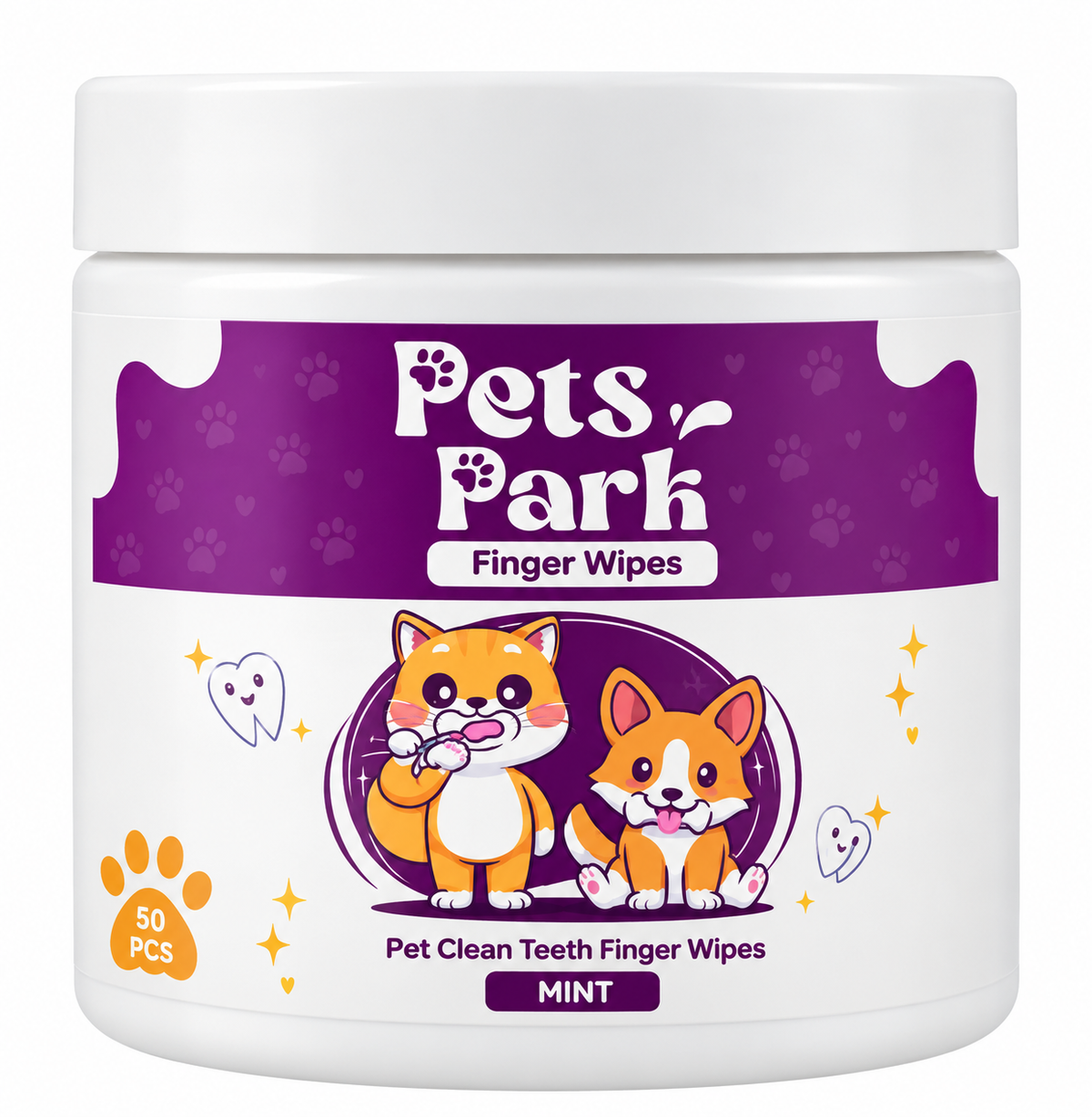 Pets Park Pet Clean Teeth Finger Wipes – Mint – 50 PCS