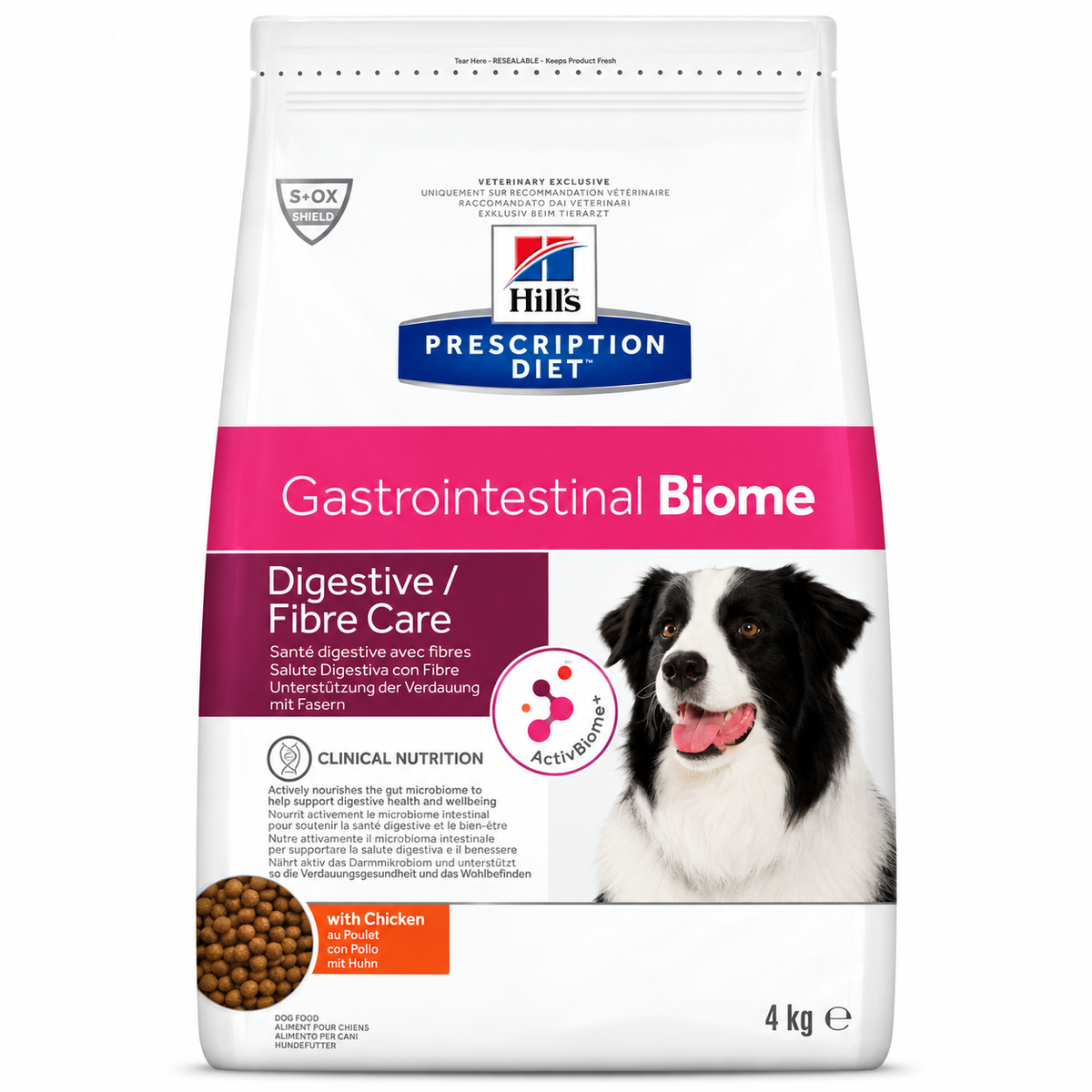 Hill’s Prescription Diet Gastrointestinal Biome Digestive/Fibre Care Dry Dog Food with Chicken – 4 KG