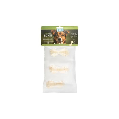 Orgo Rawhide Bone Chew Treat for Dogs Medium Size White 3 Per