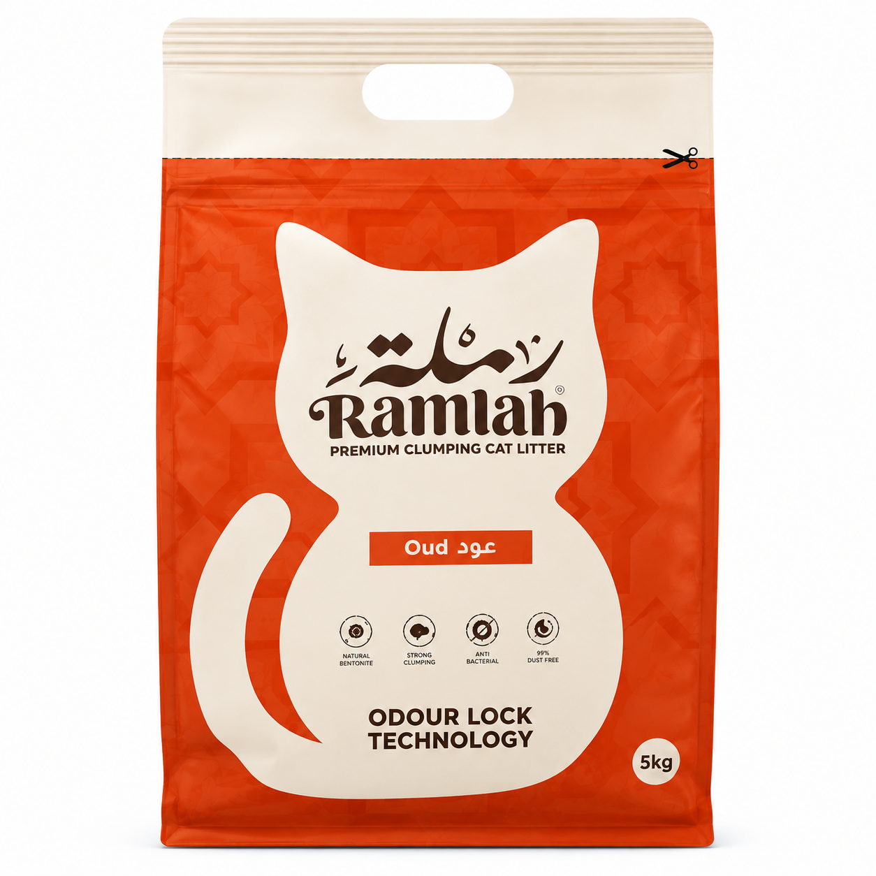 Ramlah Antibacterial Clumping Cat Litter – Oud Scent – 5L