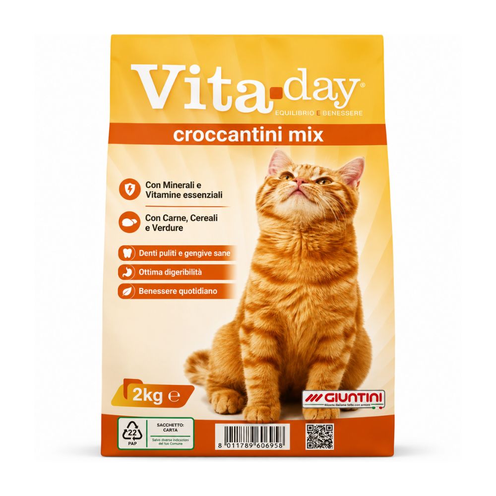 Vita Day Cat Dry Food Croquettes with Meat, Grains & Vegetables 2kg