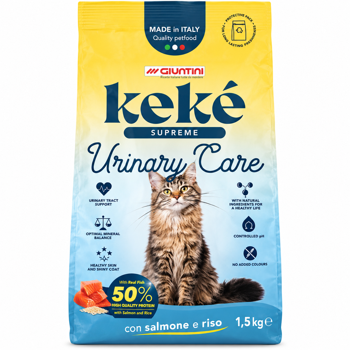 Giuntini Kekè Supreme Urinary Care Adult Dry Cat Food with Salmon & Rice – 1.5 KG