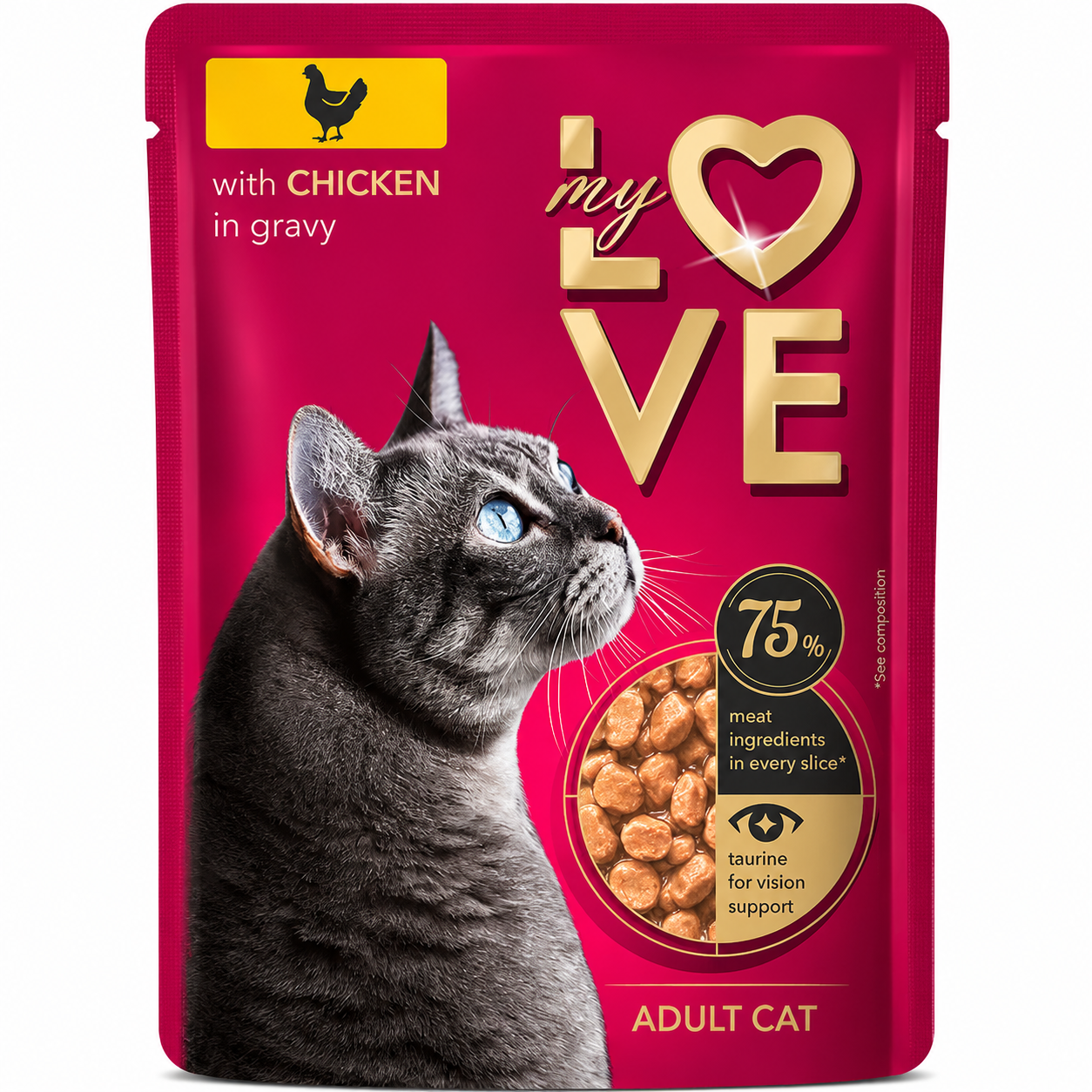 My Love Adult Wet Cat Food with Chicken in Gravy 85g