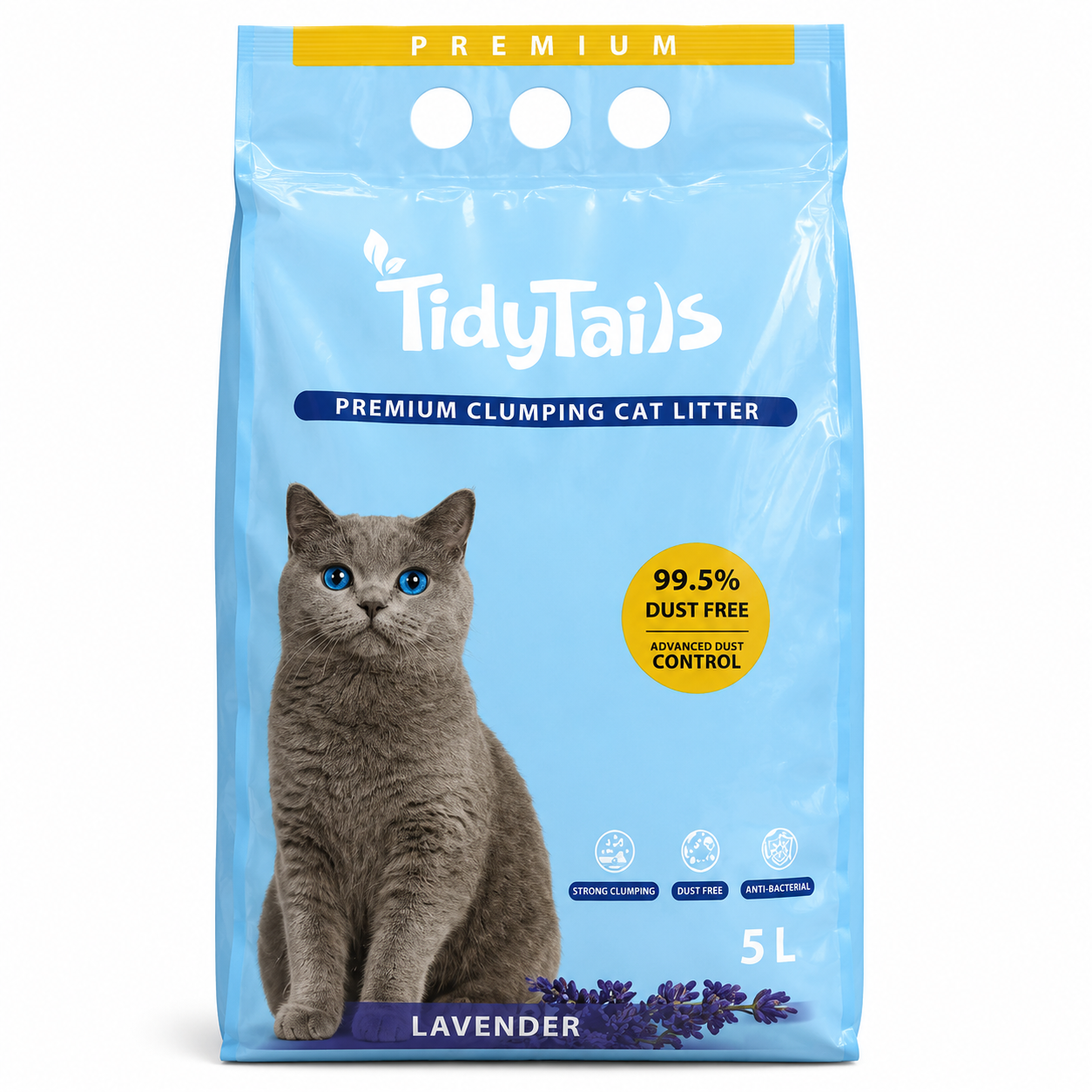 TidyTails Premium Clumping Cat Litter Lavender 5L