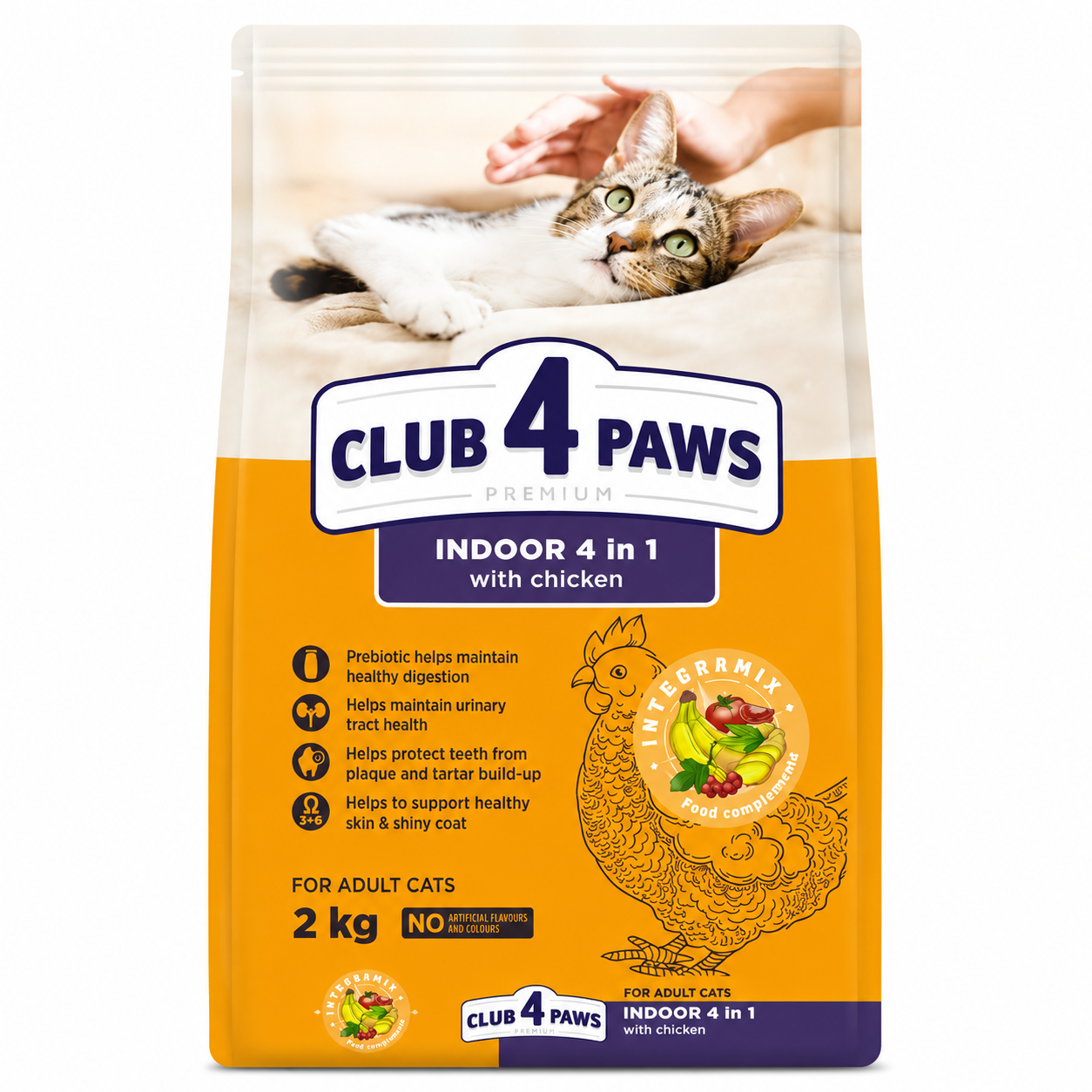 Club 4 Paws Premium Indoor 4 in 1 Chicken Dry Food for Adult Cats – 2kg
