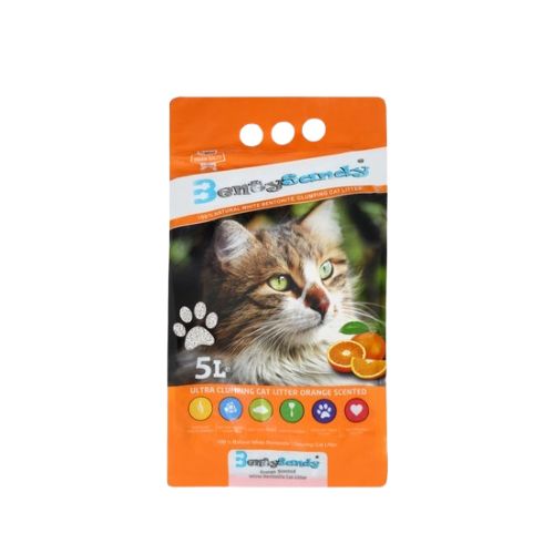 Benty Sandy Clumping Cat Litter With White Bentonite Orange And Lime Scent 5L