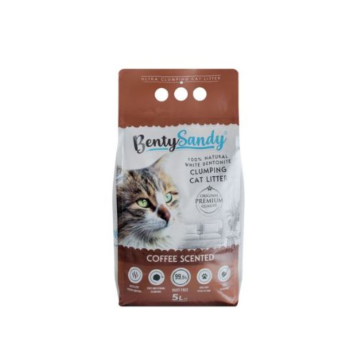 Benty Sandy Clumping Cat Litter With White Bentonite And Coffee Scent 5L