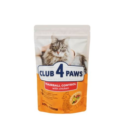 Club 4 Paws Adult Cat Dry Food with Chicken Hairball Control 300g