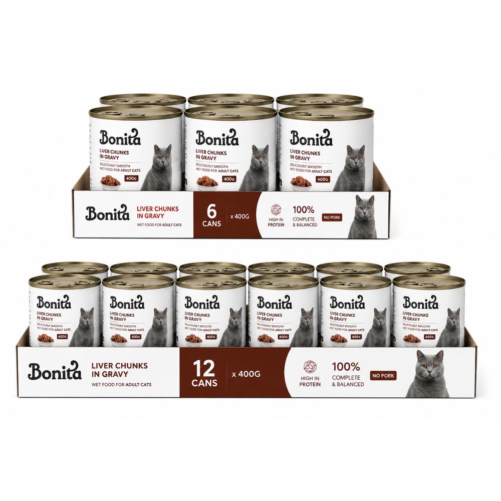 Bonita Cat Canned Food – Liver Flavor – 400g (Pack of 18)