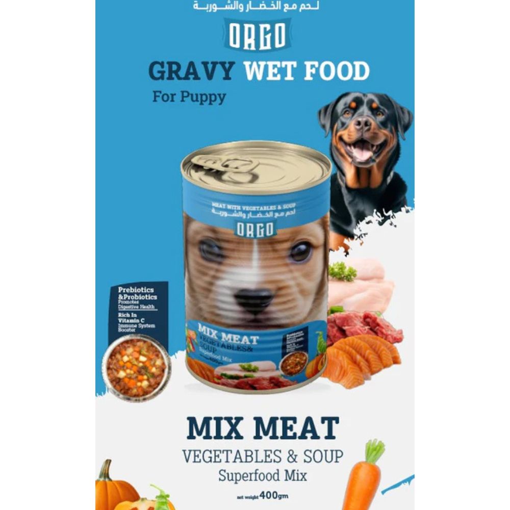 Orgo mix meat vegetables & Soup for puppy – Super Food Mix – 400g