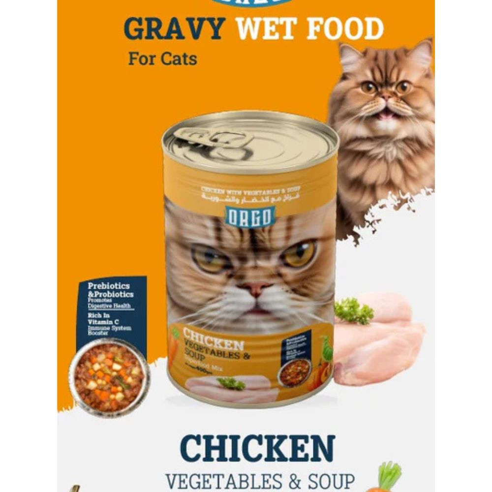 Orgo Chicken Vegetables & Soup – Super Food Mix for Cats – 400g