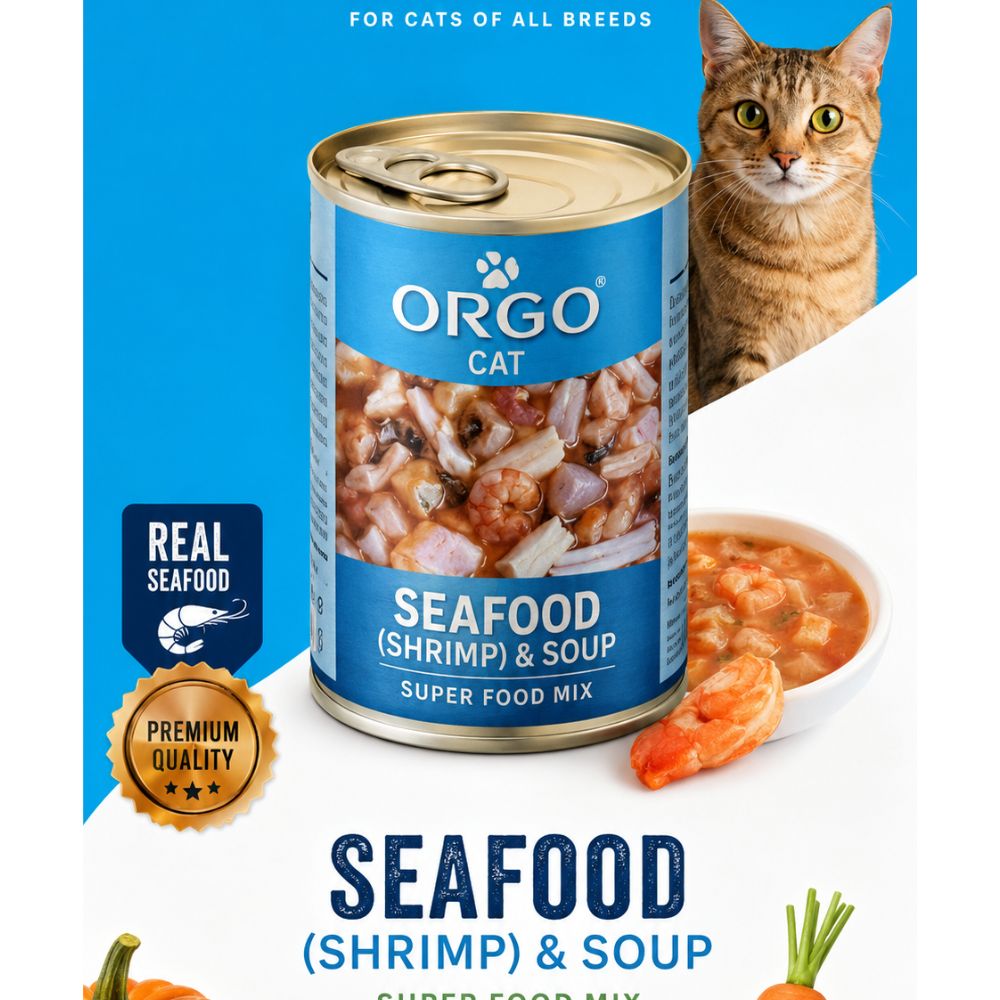 Orgo Seafood (Shrimp) & Soup – Super Food Mix for Cats – 400g