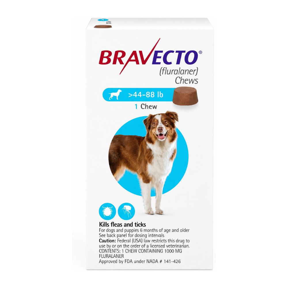 Bravecto Chewable Tablets for Dogs Large Breeds 1000mg Fluralaner