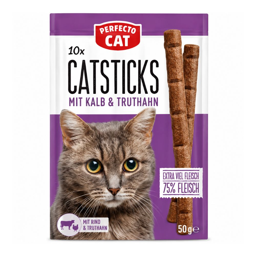 Perfecto Adult Cat Sticks with Beef & Turkey 10 Sticks 50 g