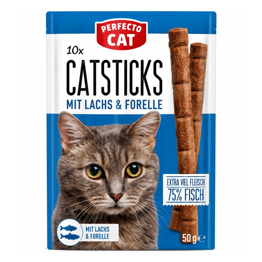 Perfecto Adult Cat Sticks with Salmon & Trout 10 Sticks 50 g