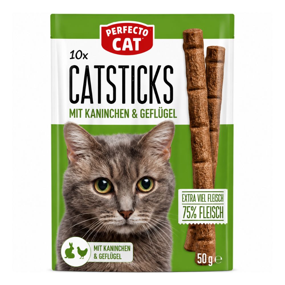 Perfecto Adult Cat Sticks with Rabbit & Chicken – 10 Sticks 50 g