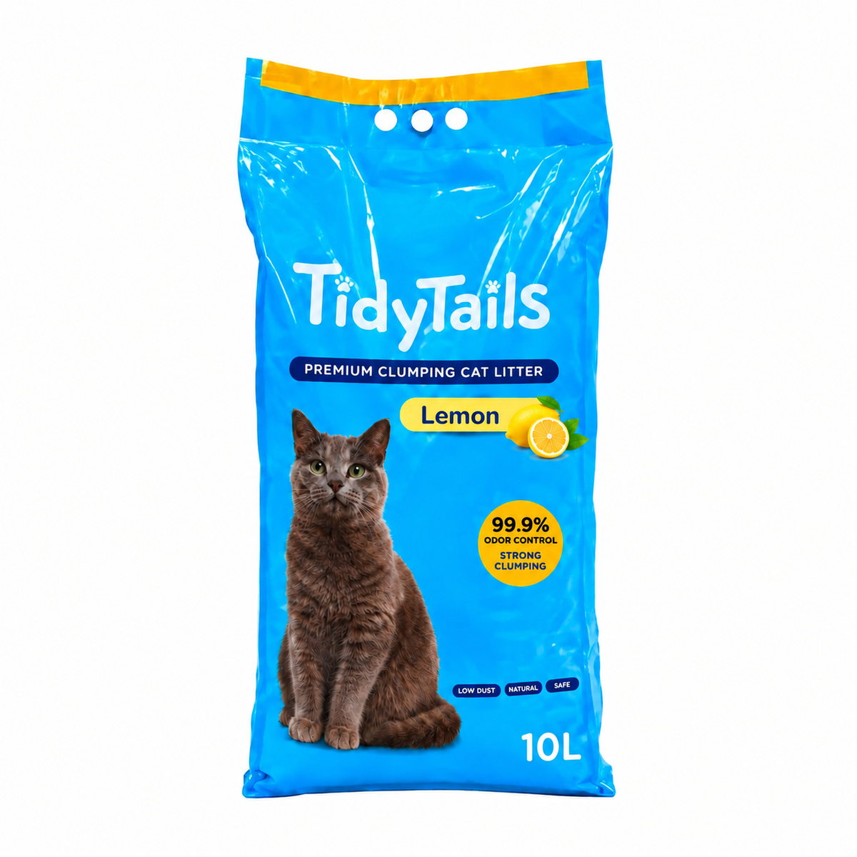 TidyTails Premium Clumping Cat Litter – Lemon Scent 10L