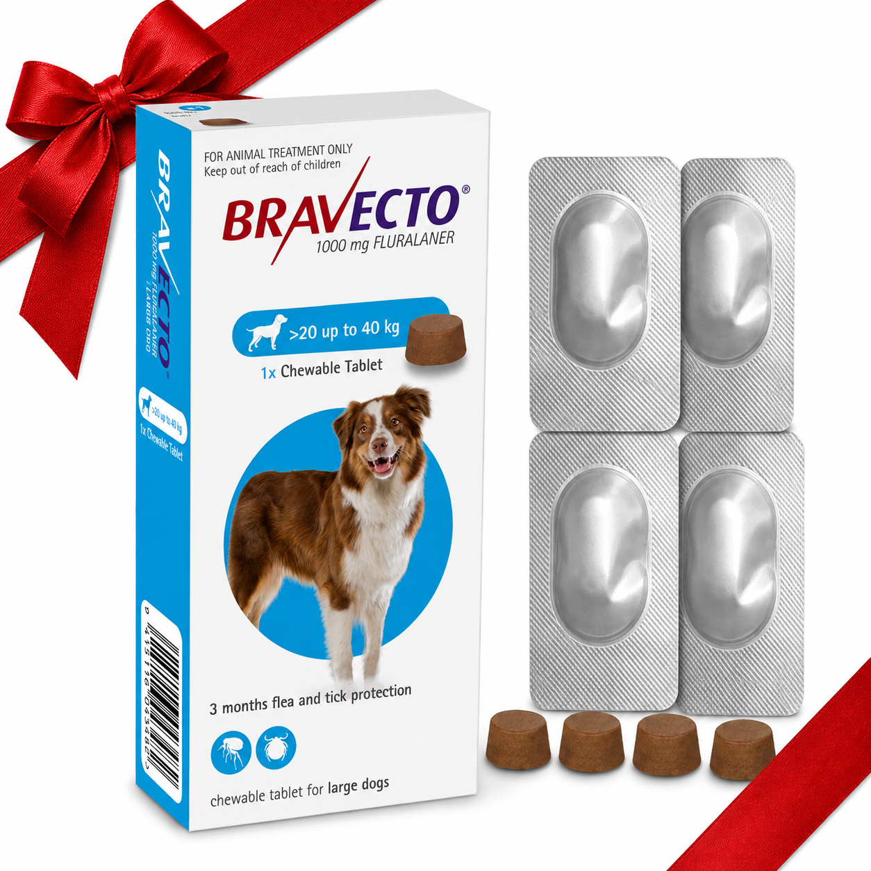 Bravecto 20–40 kg + 4 Free Evatri Tablets