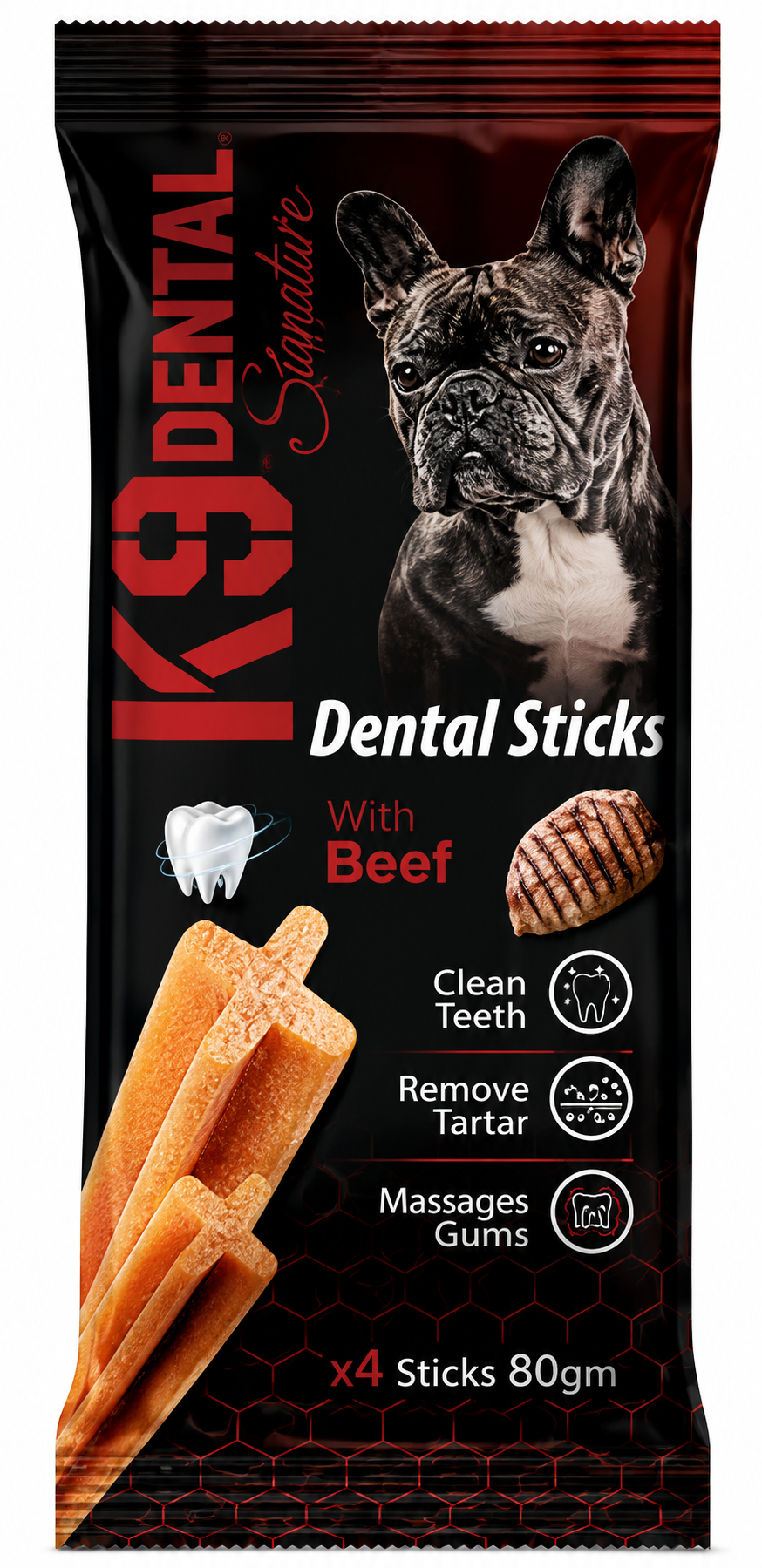 K9 Dental Signature Dental Sticks with Beef for Dogs 4 Sticks 80g
