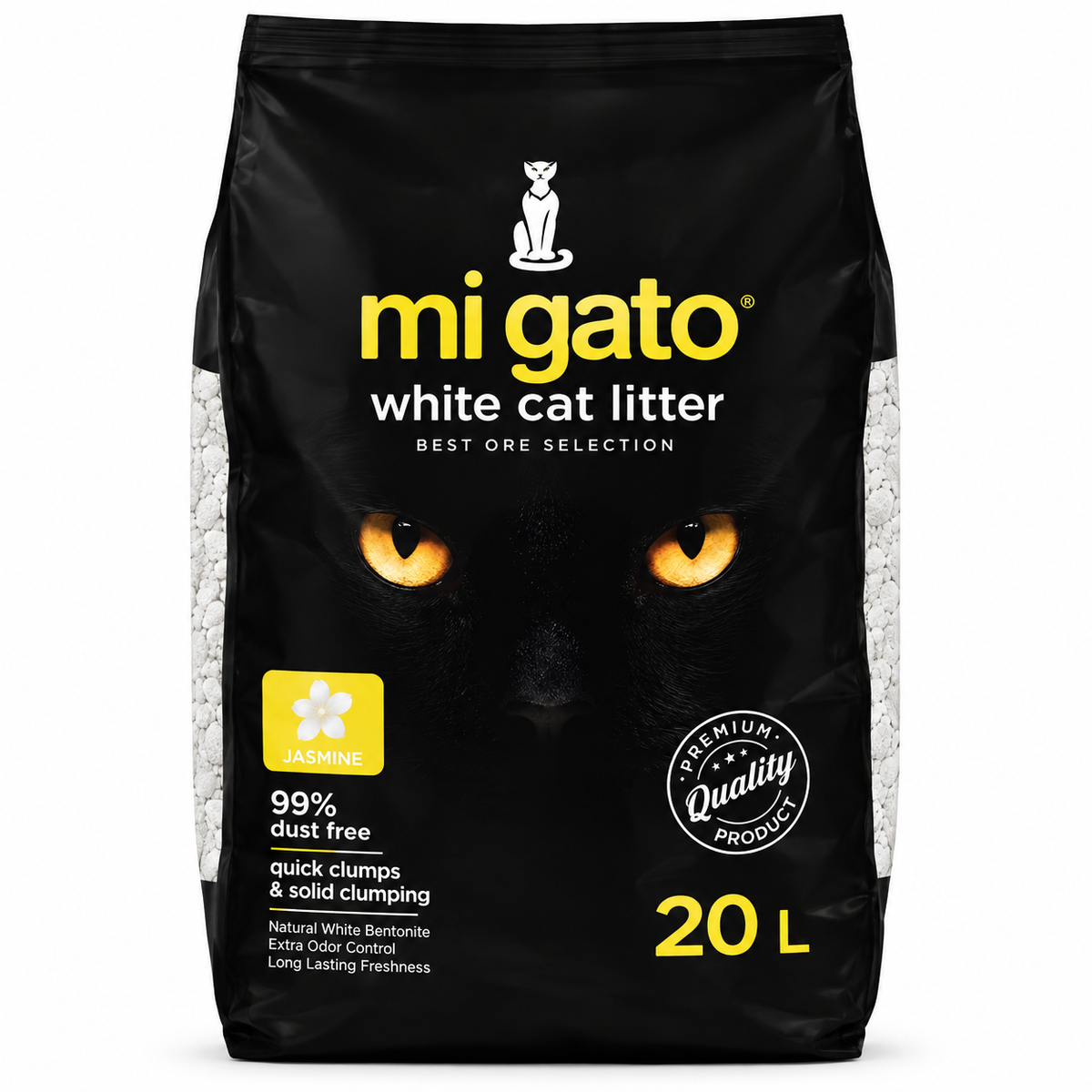Mi Gato White Bentonite Clumping Cat Litter Jasmine Scent – 20 L
