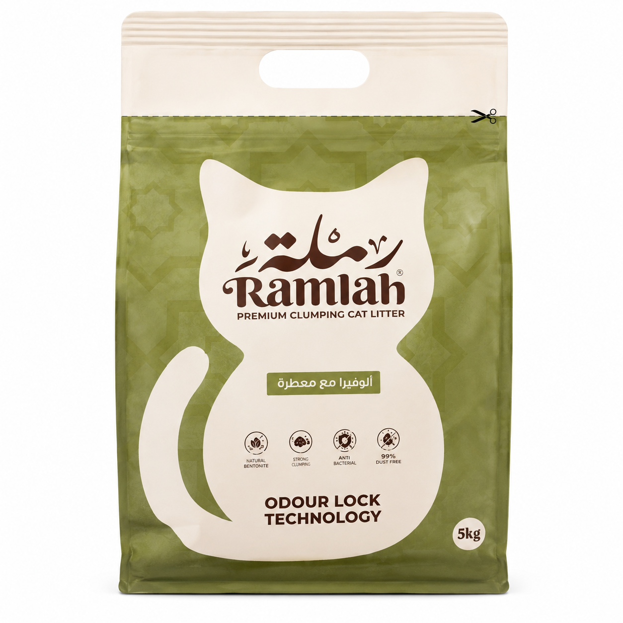 Ramlah Antibacterial Clumping Cat Litter – Aloe Vera Scent – 5L