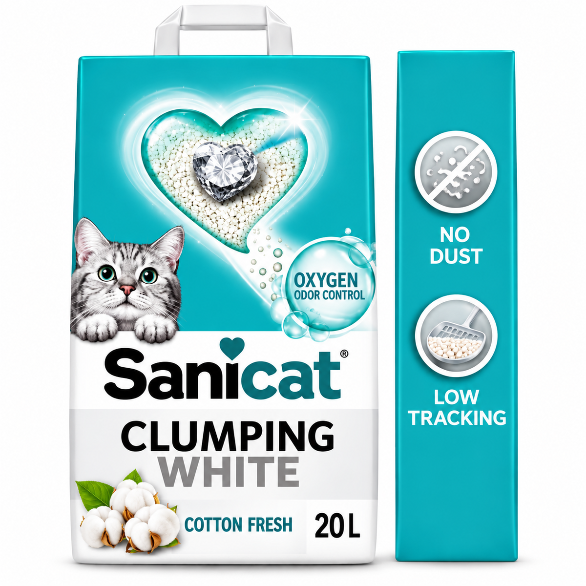Sanicat Clumping White Cat Litter Cotton Fresh – 20 L