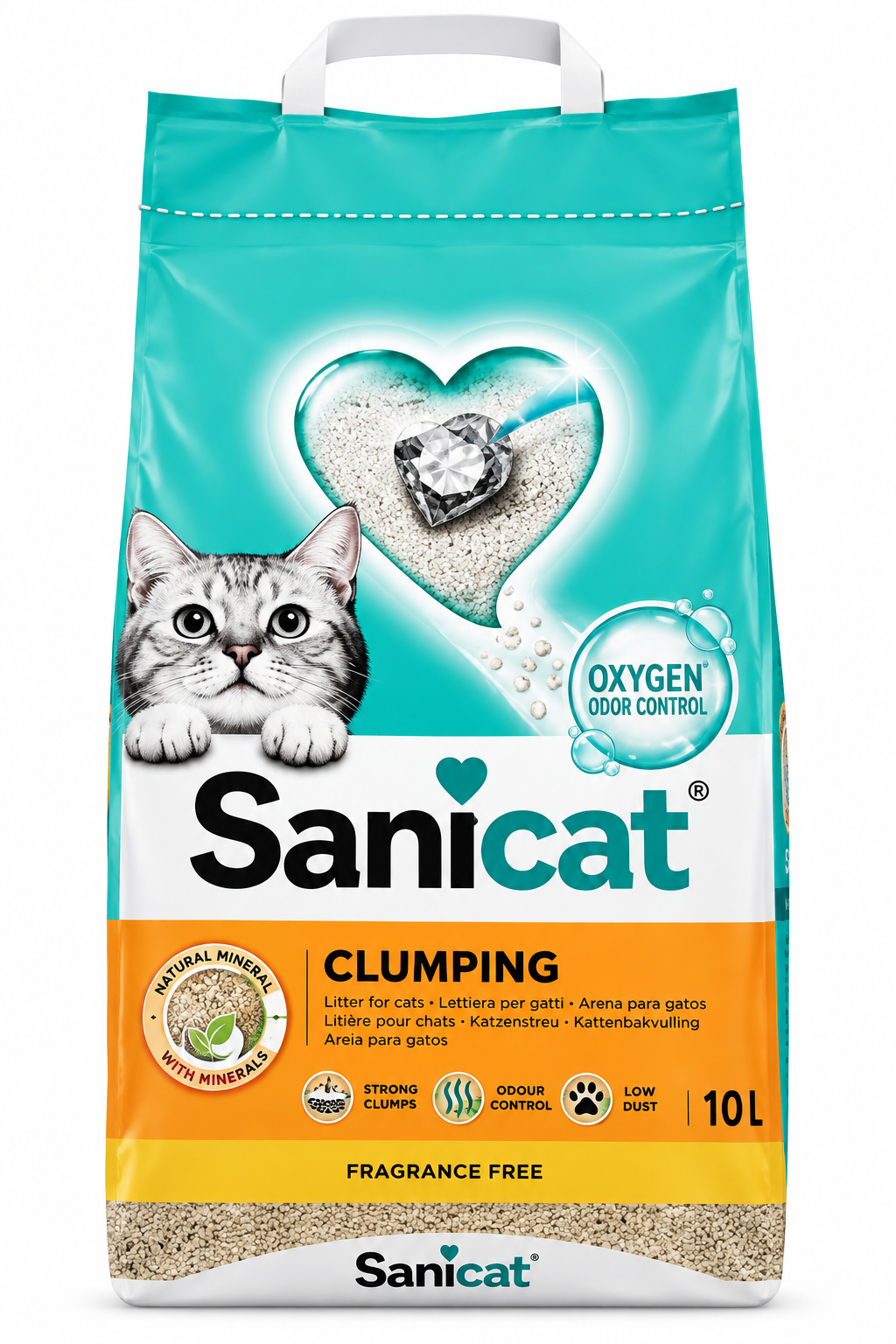 Sanicat Clumping Cat Litter with Natural Minerals Fragrance Free – 10 L