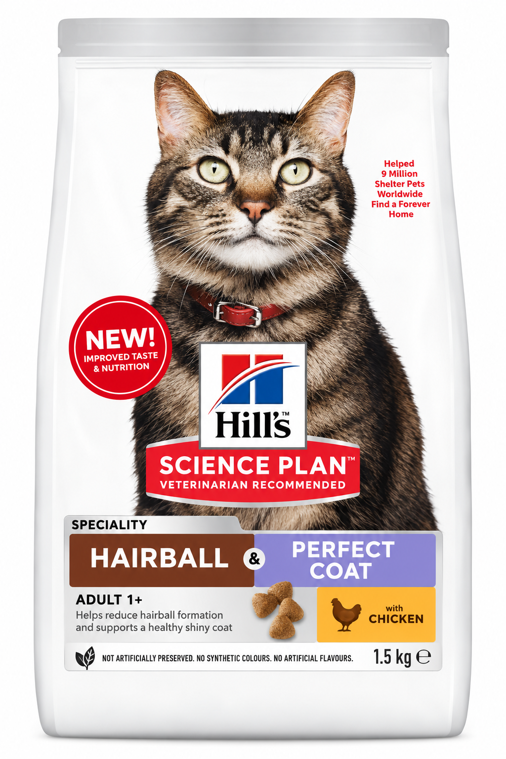 Hill’s Science Plan Hairball & Perfect Coat Adult Cat Dry Food with Chicken – 1.5 KG