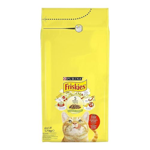 Purina friskies with beef, chicken and vegetables cat dry food 1.7kg