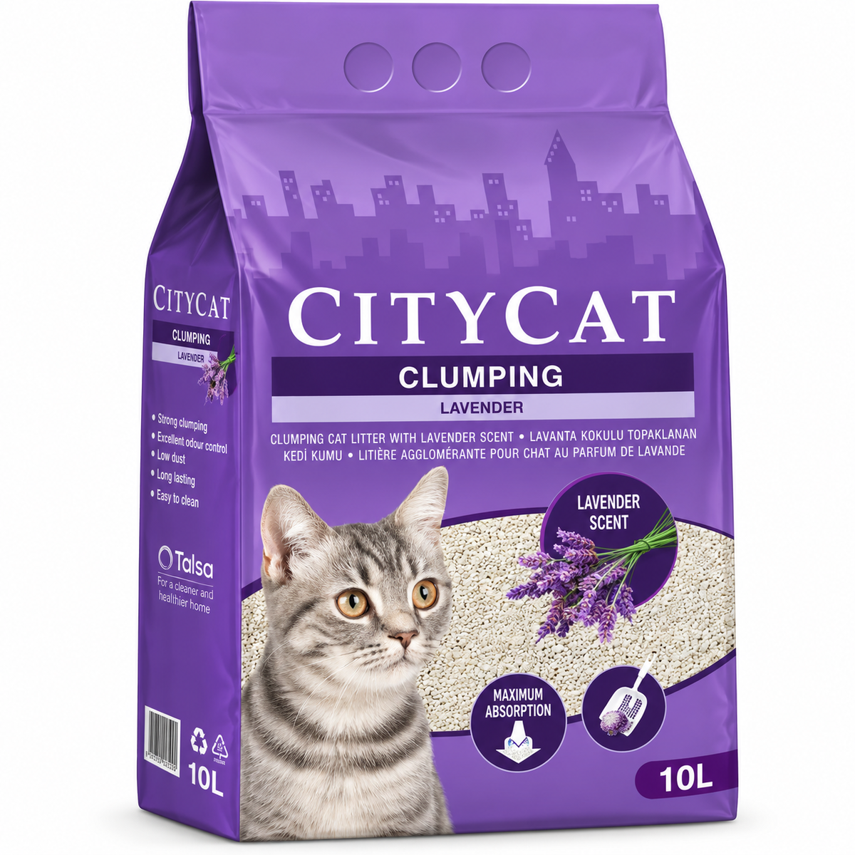 Citycat Clumping Cat Litter Lavender Scent – 10 L
