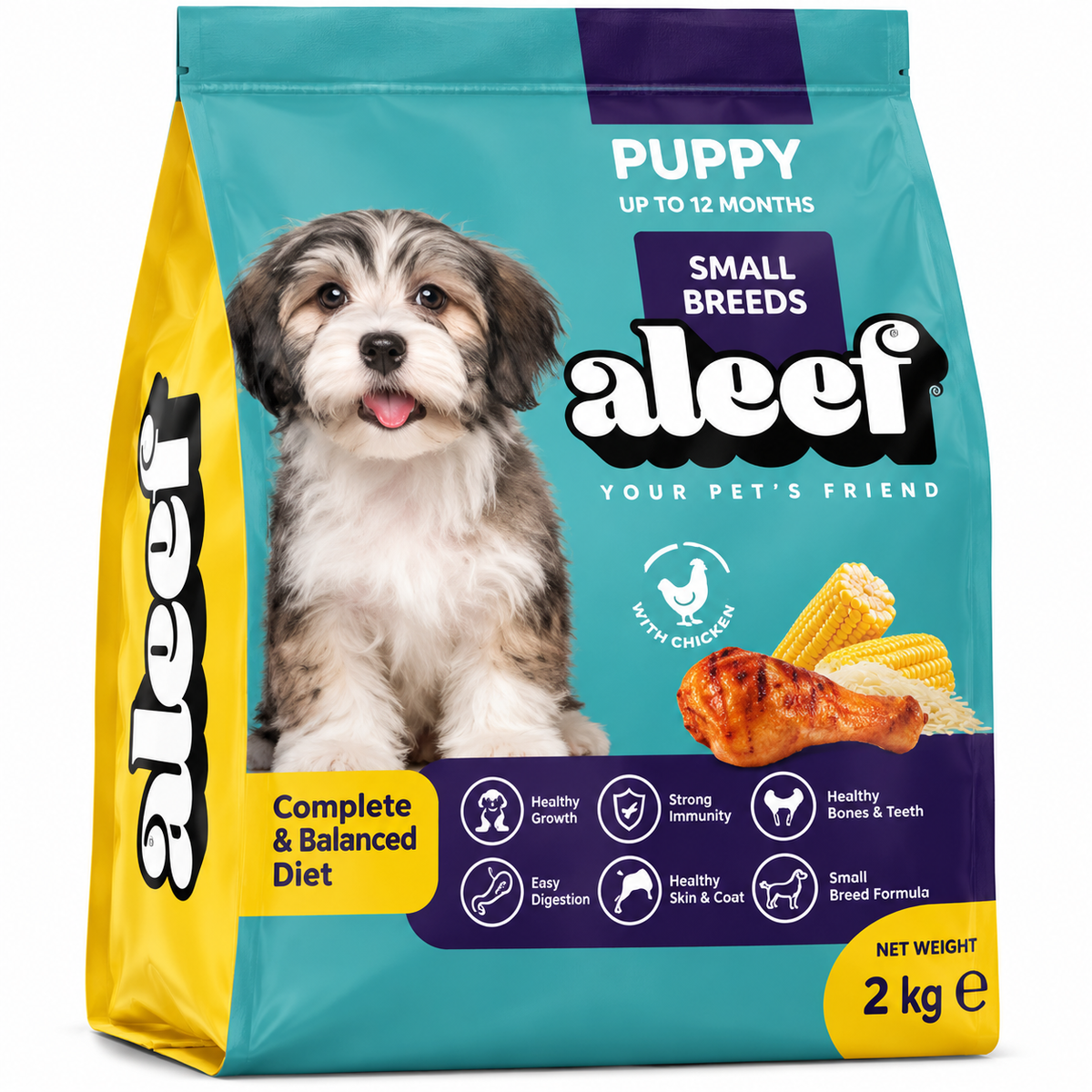 Aleef Small Breed Puppy Dry Food with Chicken 2kg