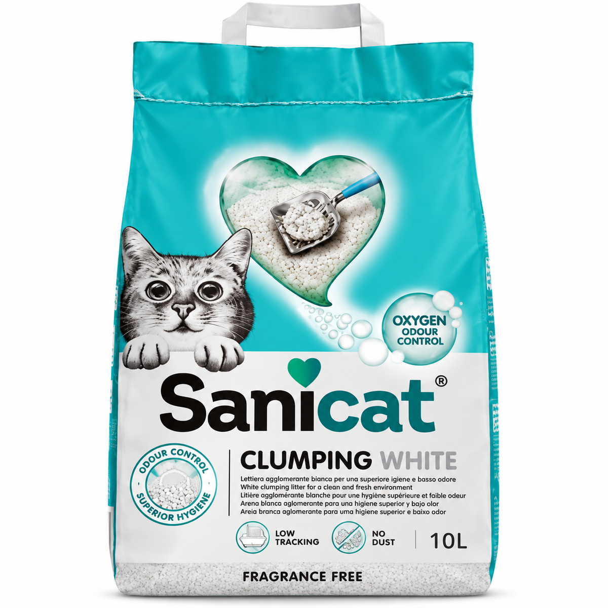 Sanicat Clumping White Cat Litter Fragrance Free – 10 L