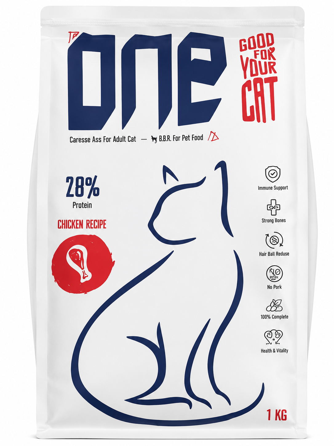 The One Dry Food with Chicken for Adult Cats  1kg