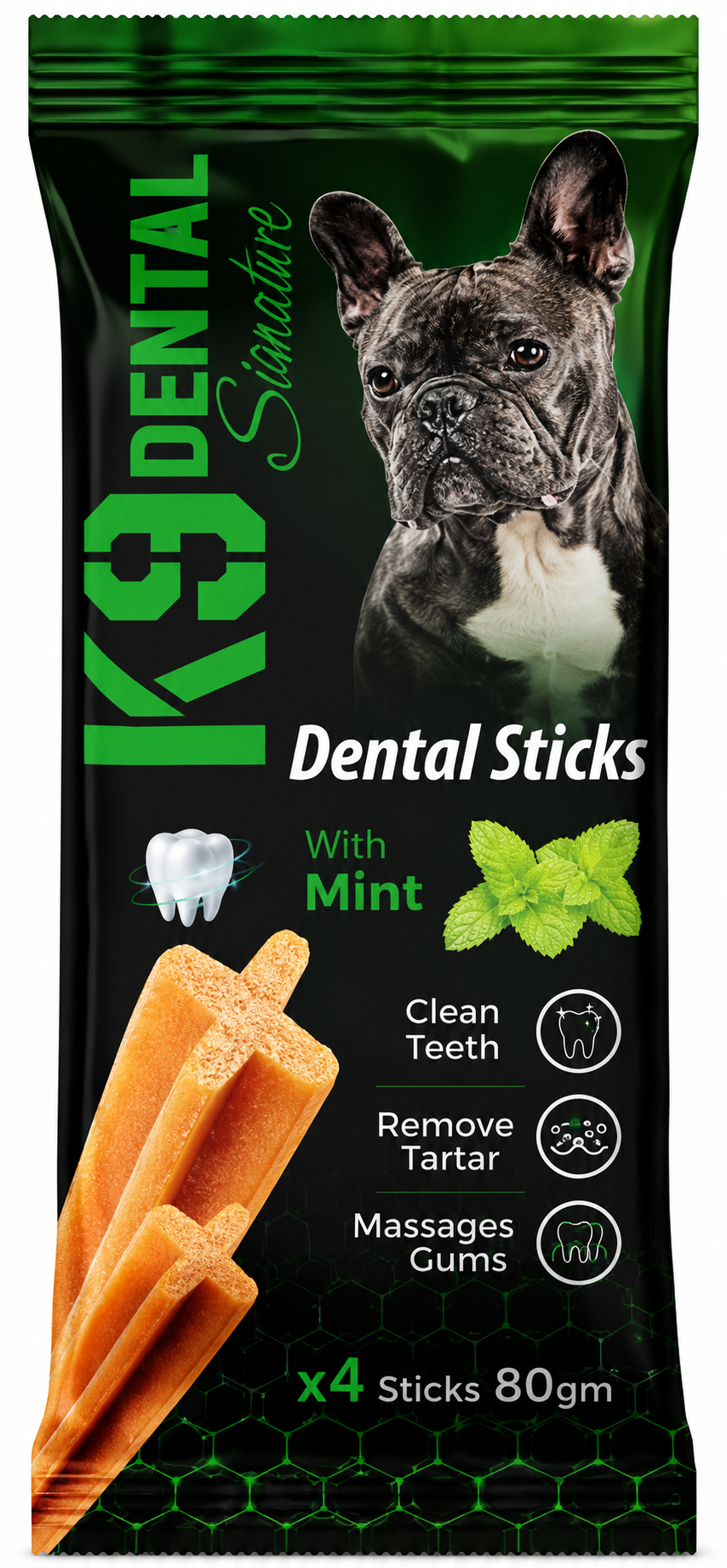 K9 Dental Signature Dental Sticks with Mint for Dogs 4 Sticks 80g