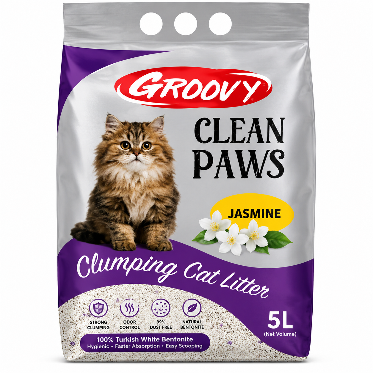 Groovy Clean Paws Bentonite Clumping Cat Litter Jasmine Scent  5L
