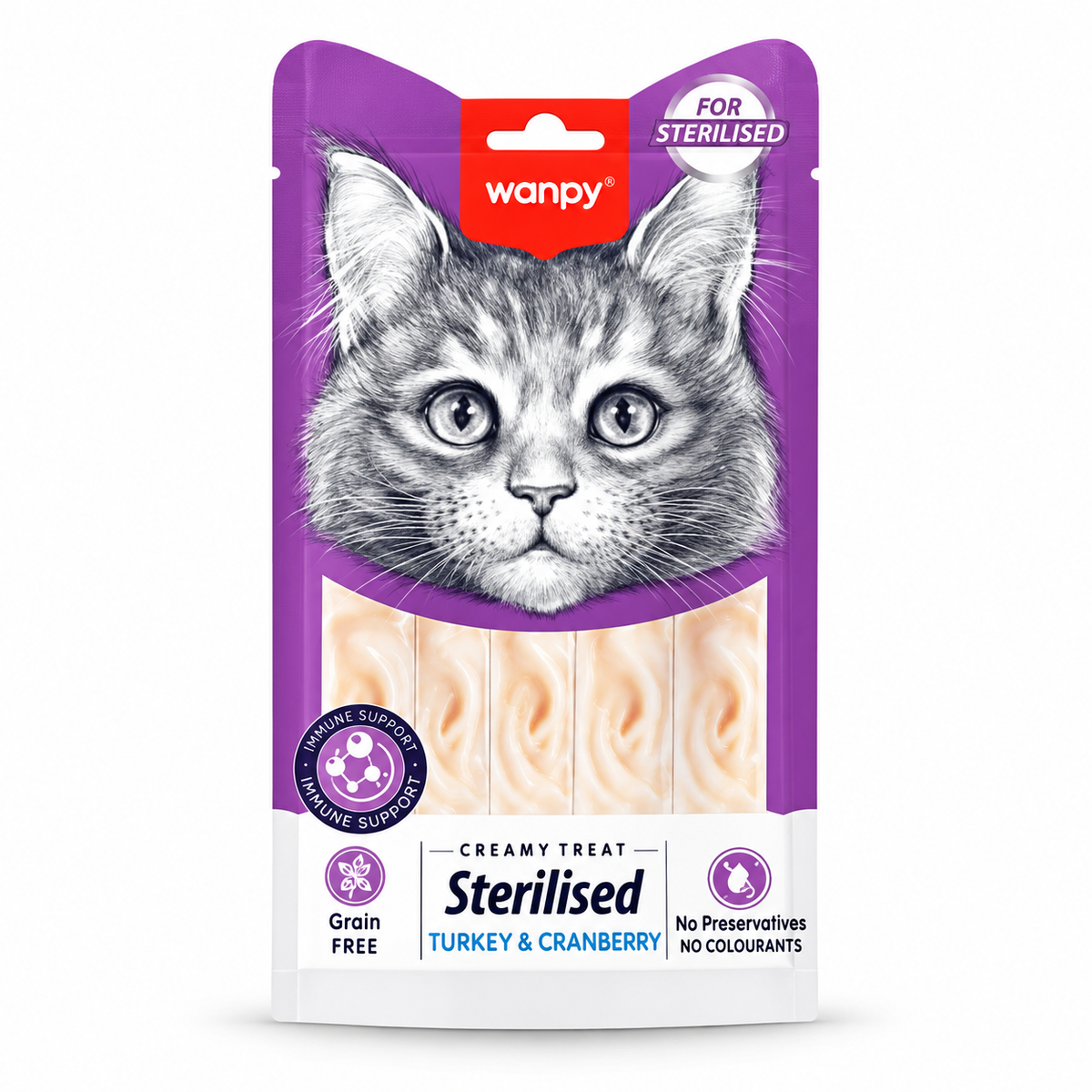 Wanpy Creamy Treat Sterilised Turkey & Cranberry Cat Treats *5