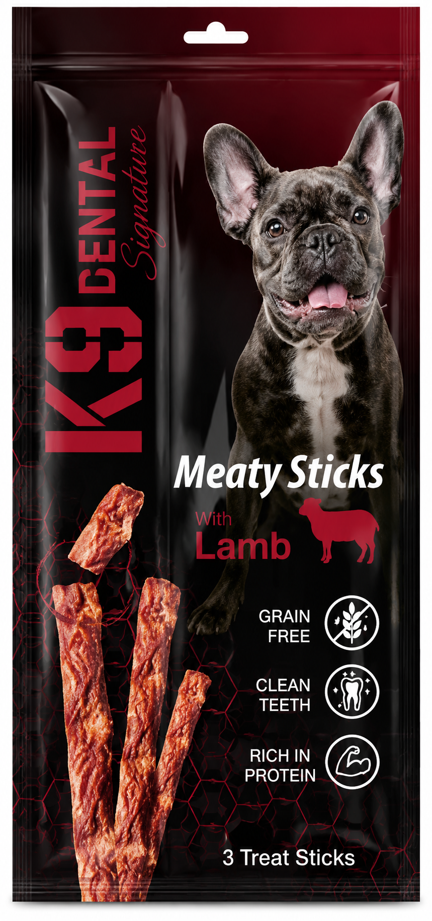 K9 Dental Signature Meaty Sticks with Lamb for Dogs 3 Treat Sticks