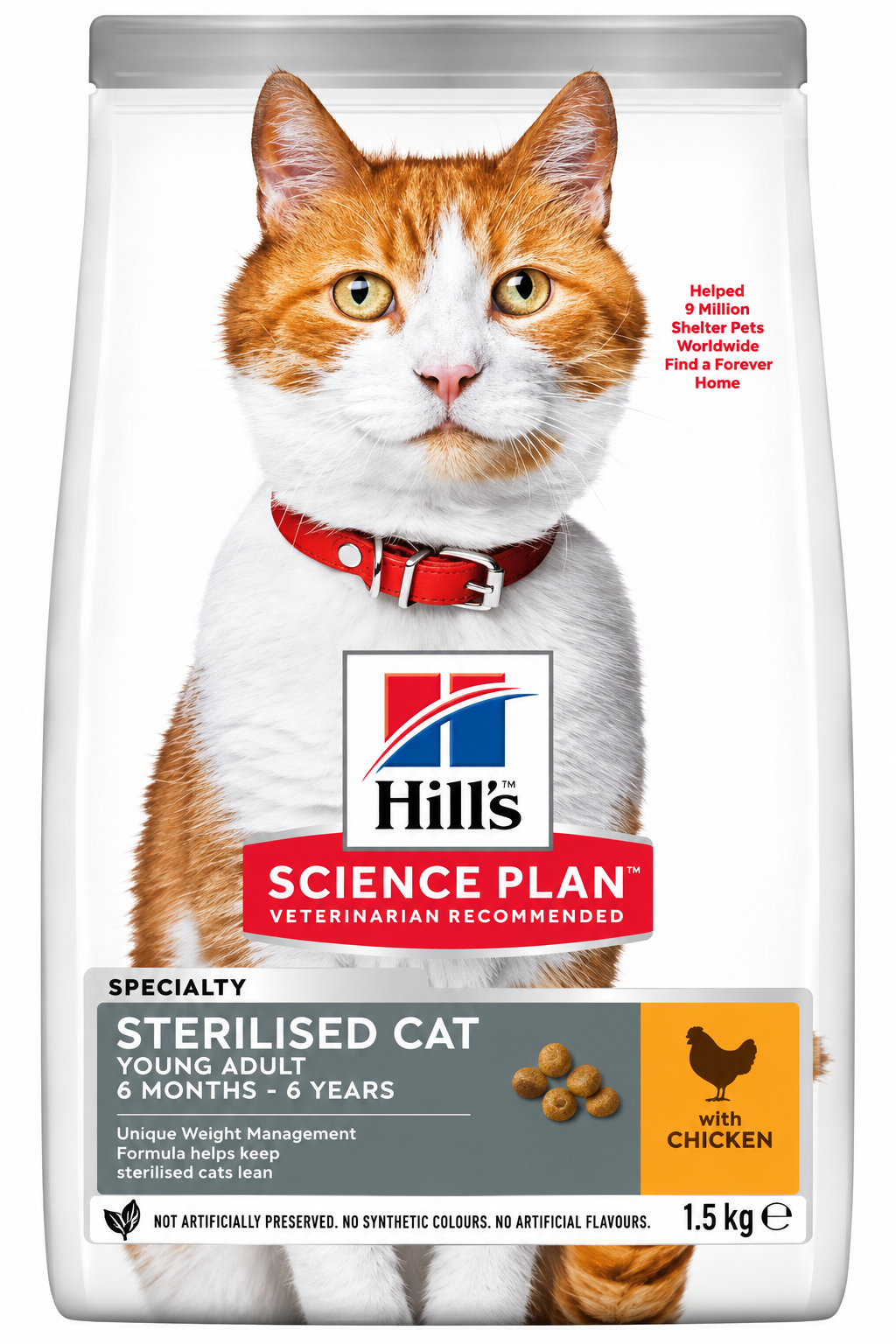 Hill’s Science Plan Sterilised Cat Young Adult Dry Food with Chicken – 1.5 KG
