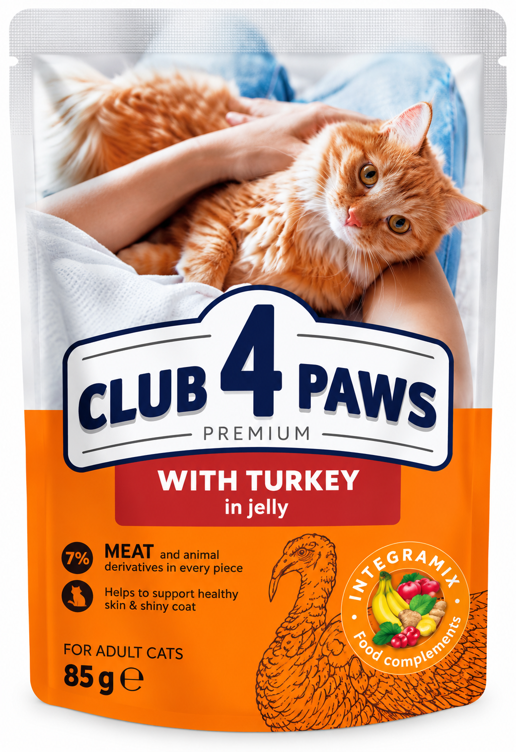 Club 4 Paws Premium Adult Wet Cat Food with Turkey in Jelly – 85 G