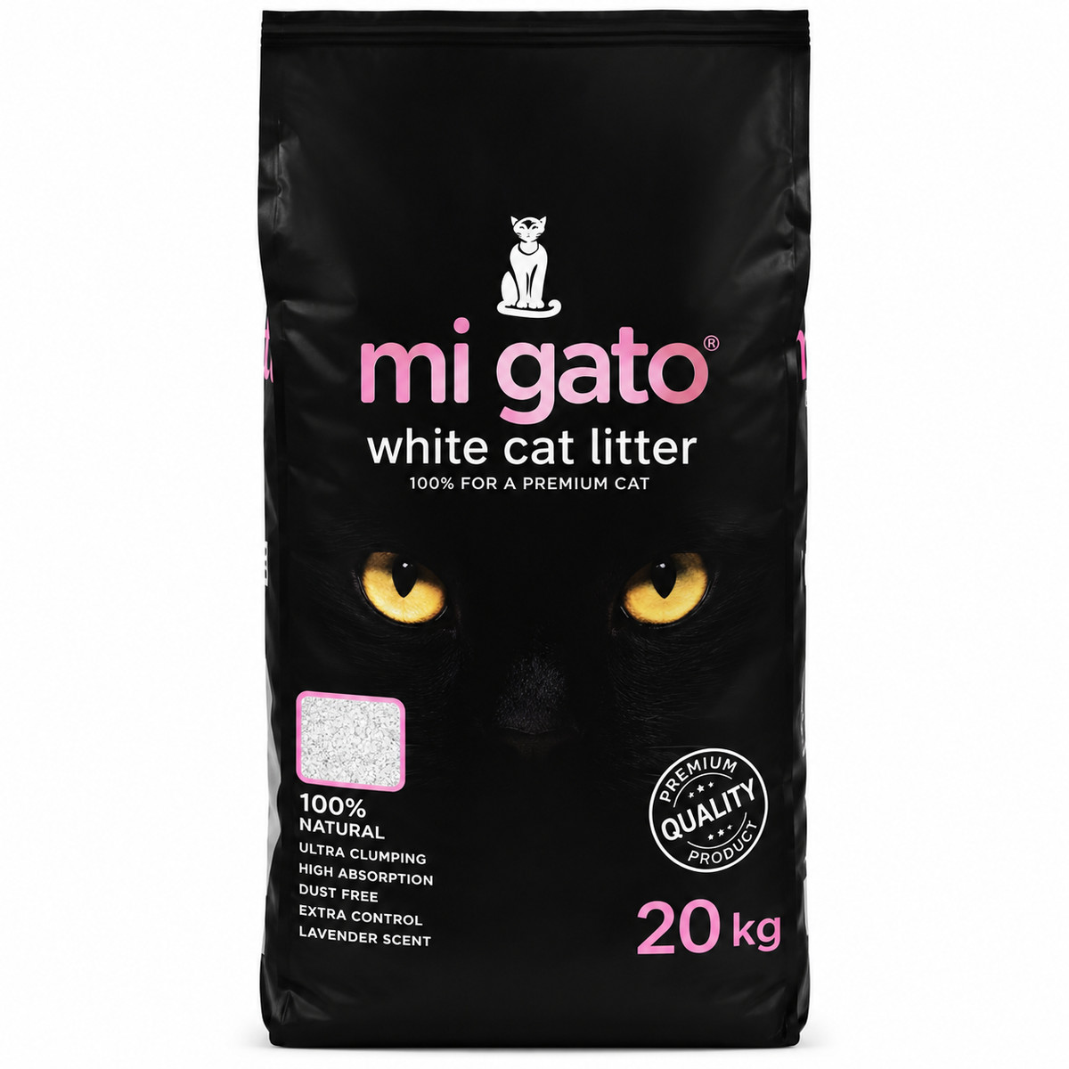 Mi Gato White Clumping Cat Litter Lavender Scent – 20 KG