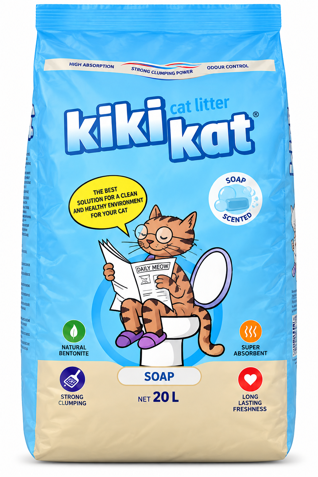 Kiki Kat White Bentonite Clumping Cat Litter Soap Scent – 20 L