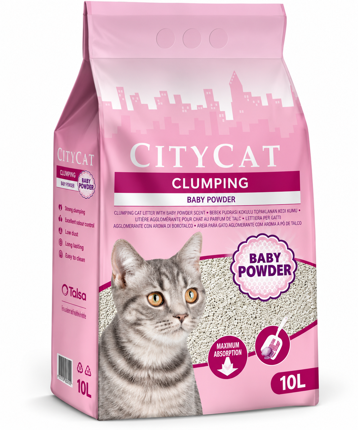 Citycat Clumping Cat Litter Baby Powder Scent – 10 L