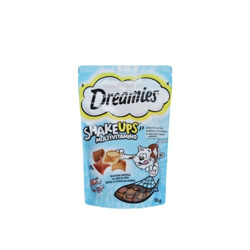Dreamies Shake Ups Seafood Festival Cat Treats with Tuna, Salmon And Shrimp