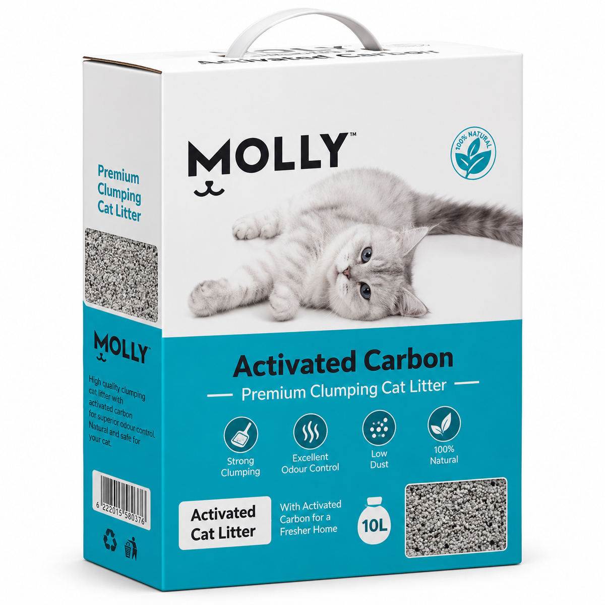Molly Activated Carbon Clumping Cat Litter – 10 L