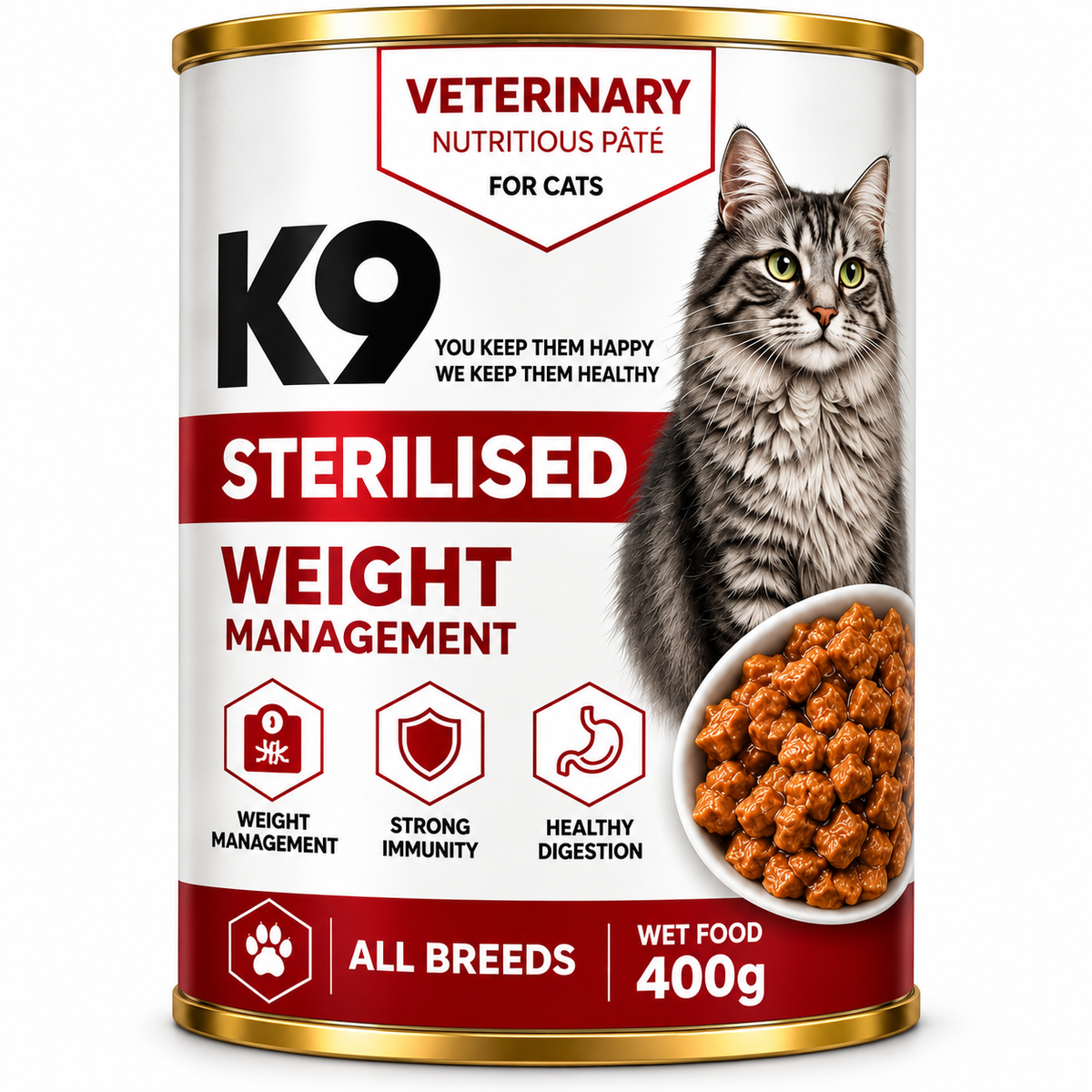 K9 Veterinary Sterilised Weight Management Wet Cat Food 400g
