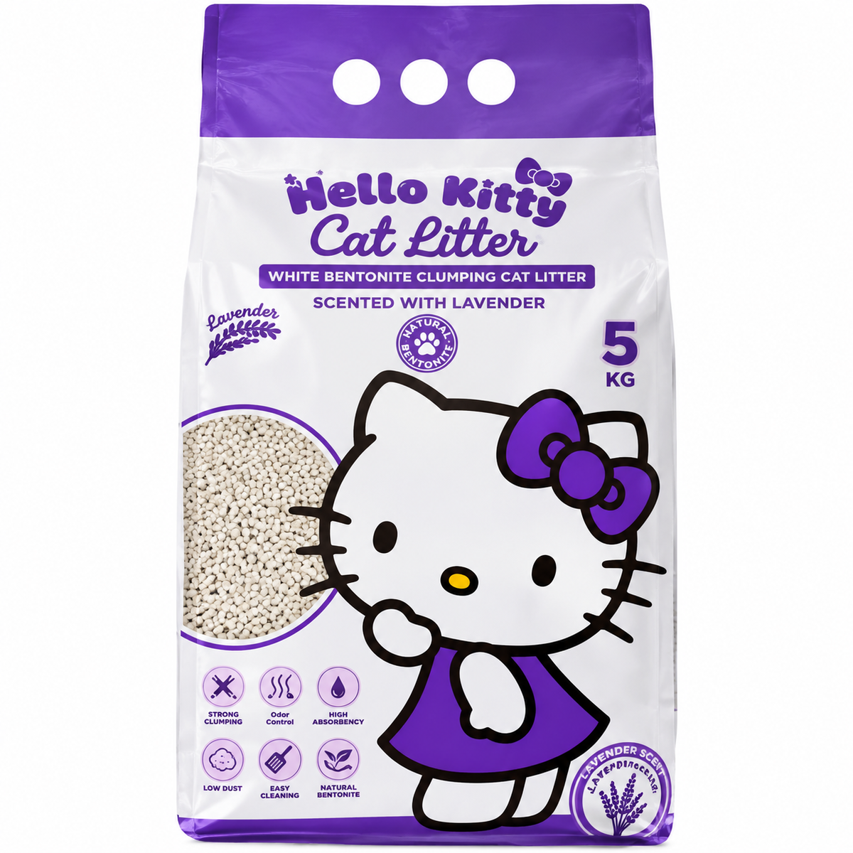 Hello Kitty White Bentonite Clumping Cat Litter – Lavender Scent – 5L